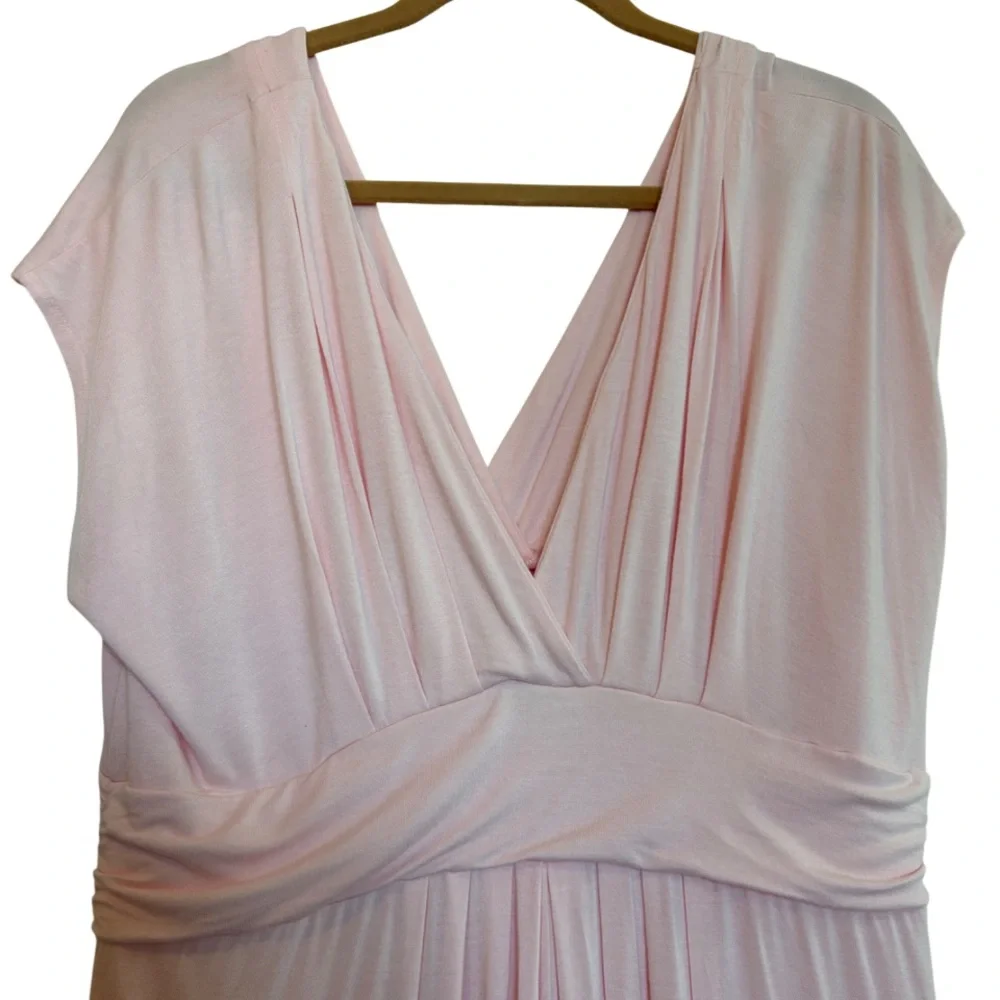 RESERVED IMAN Blush Pink Maxi Dress Plus Size 1X Short Empire Waist Flowy - Picture 9 of 16